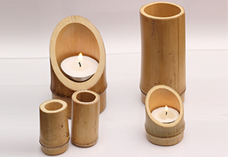 Teelichthalter aus Bambus - das Produkt der Schülerfirma "Bamboo Circle"