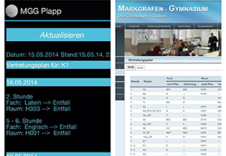 App der Schülerfirma MGGprog und Stundenplan des Markgrafen - Gymnasiums im Vergleich
