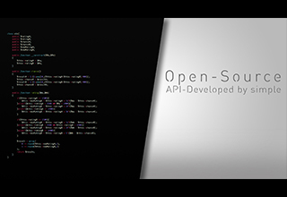 Link HTML-Code, rechts Schriftzug: Open-Source API-Developed by simple