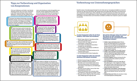 Ausschnitt aus der Publikation GründerKlasse 6: Kooperationen Schule-Unternehmen - Tipps zur Vorbereitung und Organisation von Kooperationen