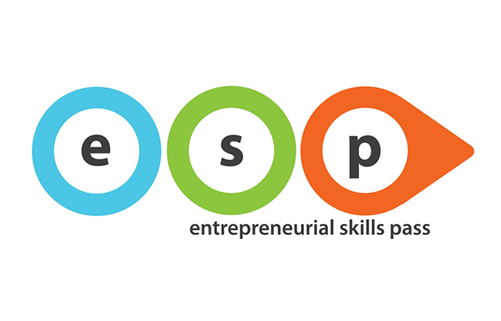 Logo des Wirtschaftszertifikat Entrepreneurial Skills Pass, Aufschrift: esp entrepreneurial skills pass