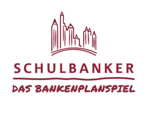 Logo von SCHULBANKER, Schriftzug in Rot: SCHULBANKER DAS BANKENPLANSPIEL