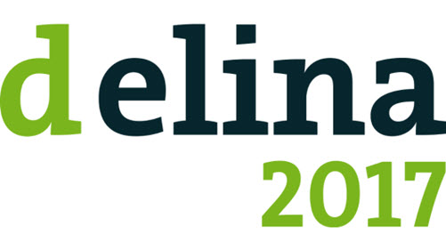 Logo des Digitalen Bildungspreises delina, Aufschrift: delina 2017