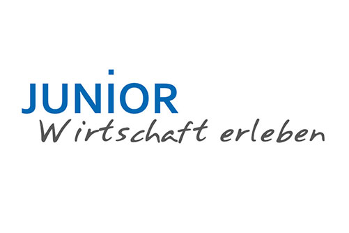 JUNIOR Logo, Aufschrift: JUNIOR Wirtschaft erleben