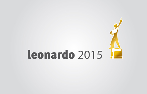 Logo vom Leonardo Award, Aufschrift: leonardo 2015