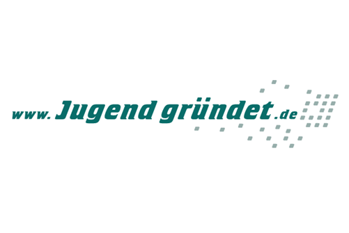 Logo von Jugend gründet, Schriftzug in Grün: www.Jugend gründet.de