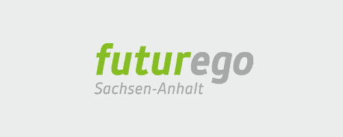 Logo von futurego, Aufschrift: futurego Sachsen-Anhalt