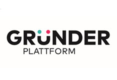 Logo der Gründerplattform, Schriftzug in Großbuchstaben: GRÜNDERPLATTFORM